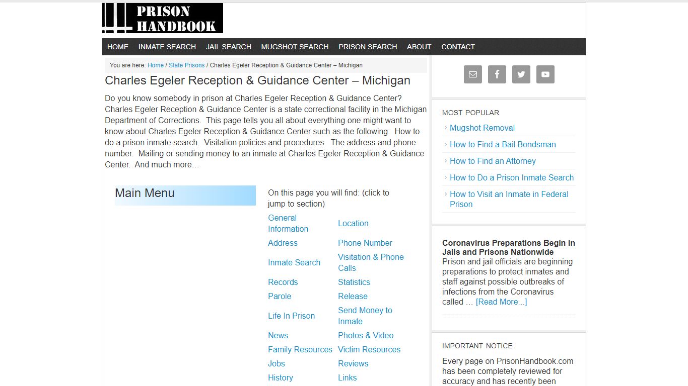 Charles Egeler Reception & Guidance Center – Michigan - Prison Handbook